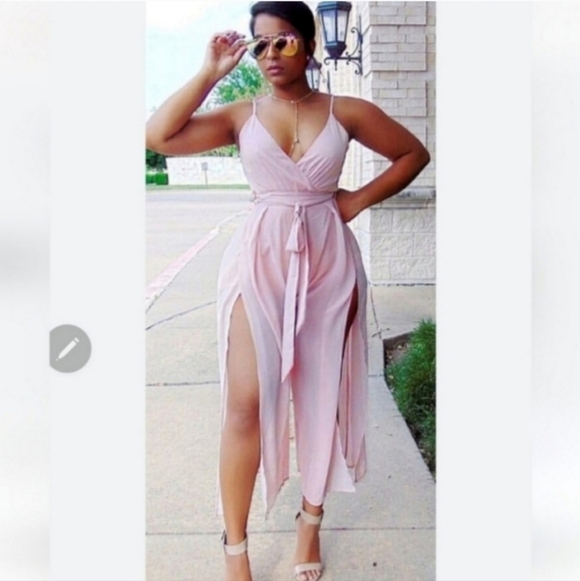 Boutique 2x pink jumpsuit With Open Legs - Picture 1 of 5